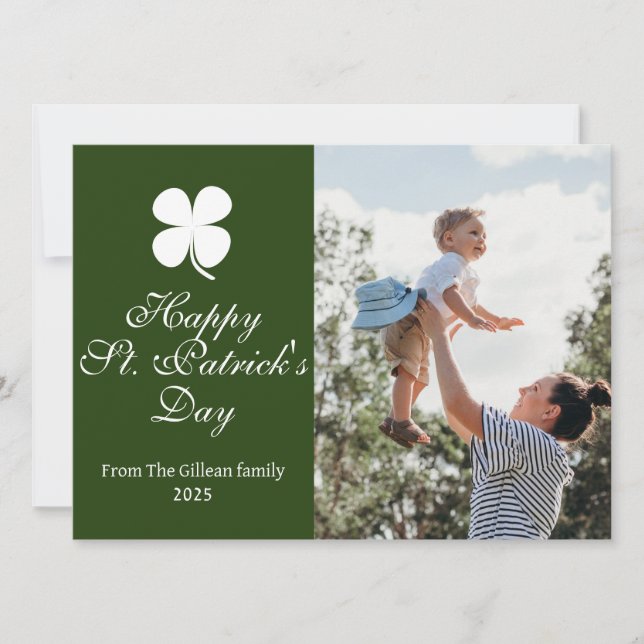Simple St. patricks dag Shamrocks familjefoto Julkort (Framsida)