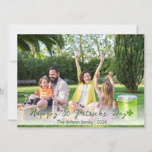 Simple St. patricks dag Shamrocks familjefoto Julkort