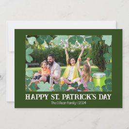 Simple St. patricks dag Shamrocks familjefoto Julkort
