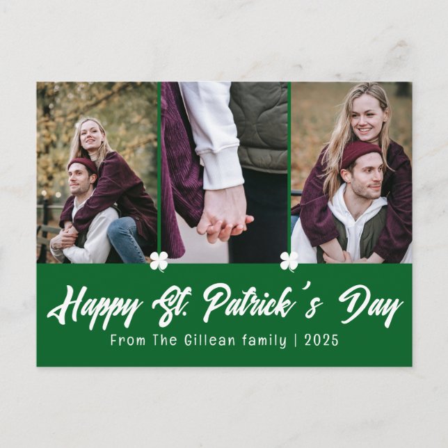 Simple St. patrick's day Shamrocks family 3 foto Helg Vykort (Framsida)