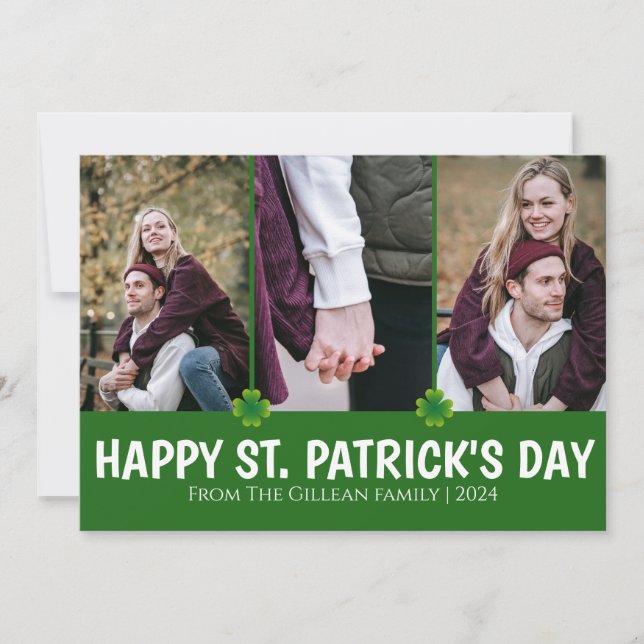 Simple St. patrick's day Shamrocks family 3 foto Julkort (Framsida)