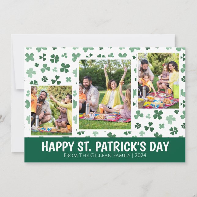 Simple St. patrick's day Shamrocks family photo Julkort (Framsida)