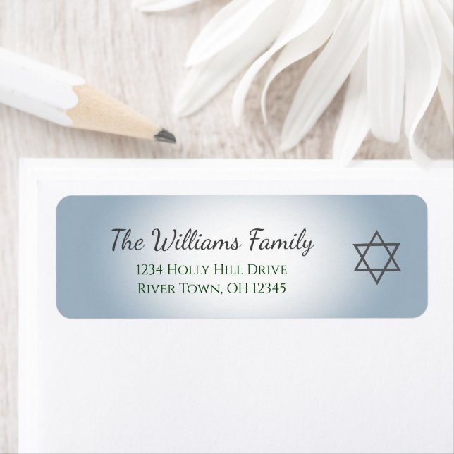 Simple Star of David Blue Return Address Returadress Etikett (Insitu)