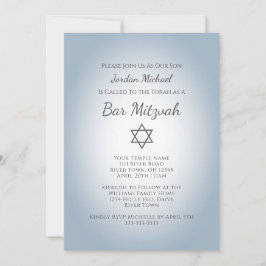 Simple Star of David Modern Bar Mitzvah Blue Inbjudningar