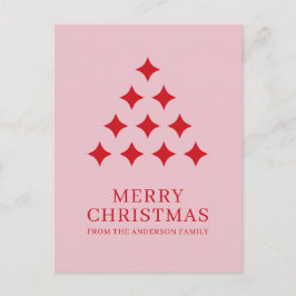 Simple star tree pink red Merry Christmas  Helg Vykort