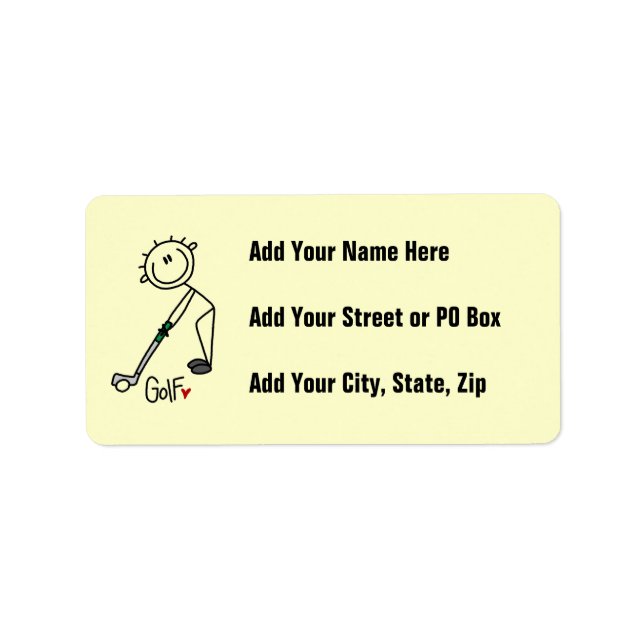 Simple Stick figur Golfer Adressetikett (Framsidan)