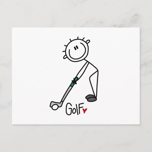 Simple Stick figur Golfer Vykort (Framsida)
