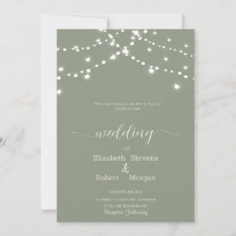 Simple String Lights Sage Green Wedding Inbjudningar