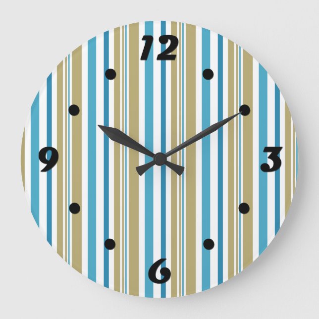 simple, striped pattern , olive and blue throw pil stor klocka (Framsida)