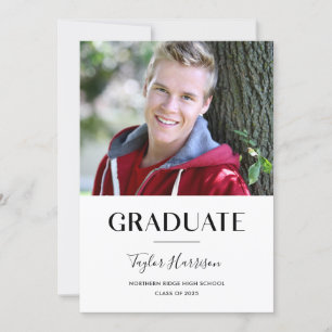 Simple Student Black & White 2023 Studenten Inbjudningar