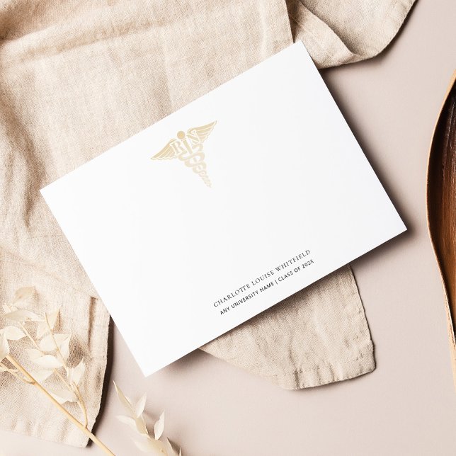 Simple Studenten 2025 Nurse Pinning Tack Kort (Nurse Pinning Graduation 2024 Caduceus Minimalist Thank You Card)