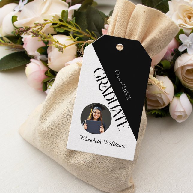 Simple Studenten Black and White Presentetikett (Skapare uppladdad)