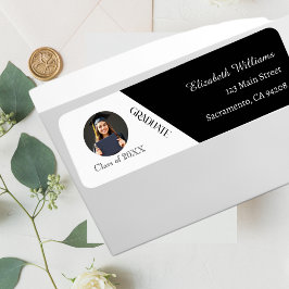 Simple Studenten Black and White Returadress Etikett