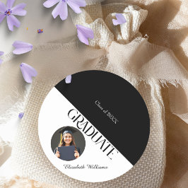 Simple Studenten Black and White Runt Klistermärke