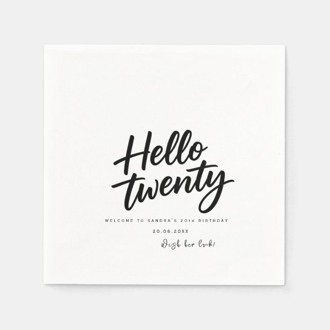  Simple  stylish black and white  birthday party Pappersservett (Framsidan)