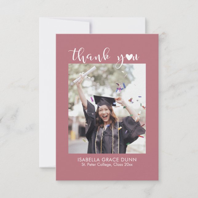 Simple Stylish Heart Calligraphy Script Graduation Tack Kort (Framsida)