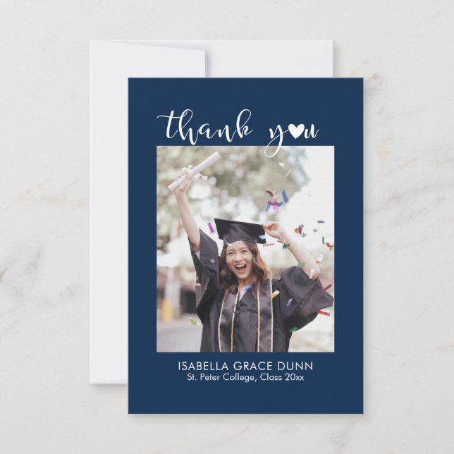 Simple Stylish Heart Calligraphy Script Graduation Tack Kort (Framsida)