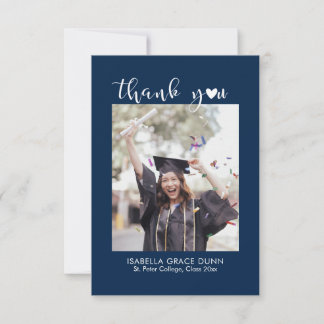 Simple Stylish Heart Calligraphy Script Graduation Tack Kort