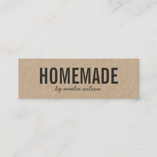 Simple Stylish Rustic Homemade Kraft Mini Visitkort (Framsida)