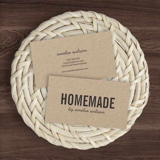 Simple Stylish Rustic Homemade Kraft Visitkort (Skapare uppladdad)