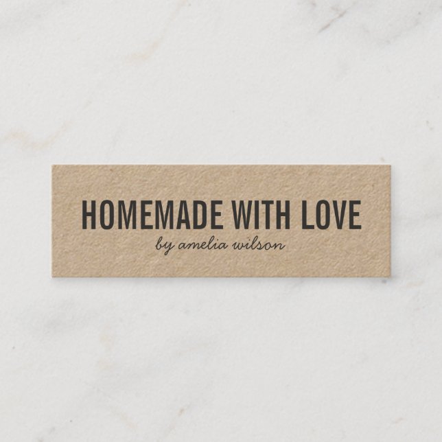 Simple Stylish Rustic Homemade with Love Kraft Mini Visitkort (Framsida)