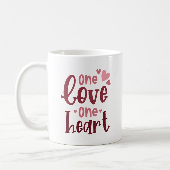Simple Sweet Love One Love One Heart Romantic Cute Kaffemugg (Vänster)