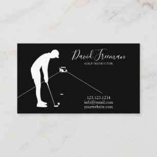 Simple Swing Silhouette Black Golf Instructor Visitkort