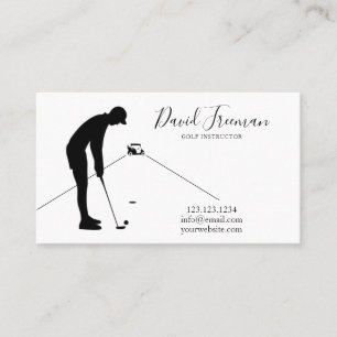 Simple Swing Silhouette White Golf Instructor Visitkort
