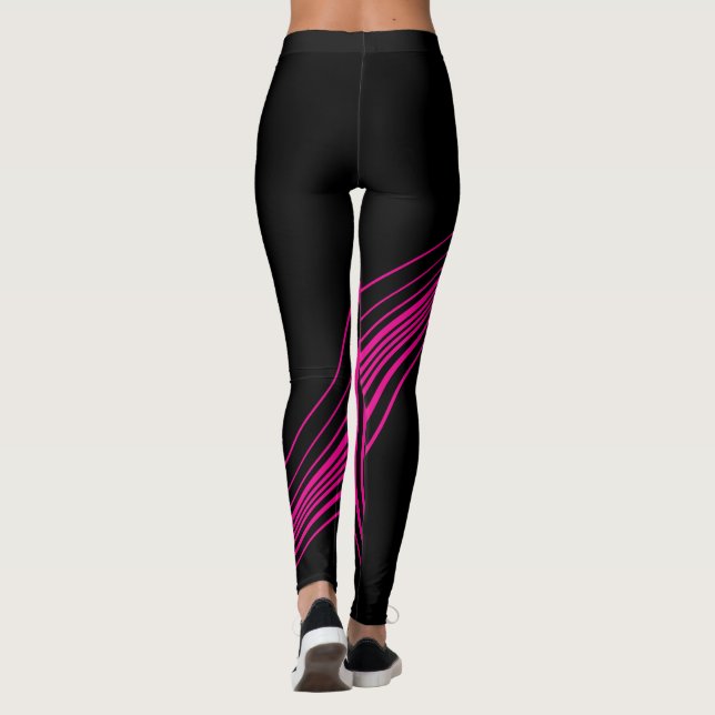 Simple Swirl in Magenta and Black Leggings (Baksida)
