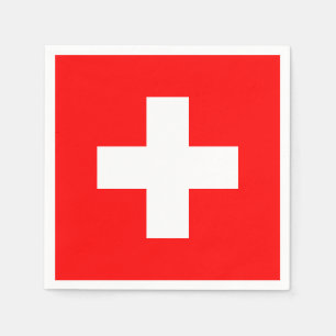 Simple Swiss Flagga Red and White Patriotic Pappersservett