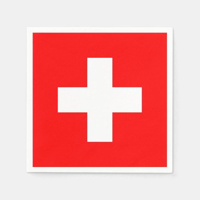 Simple Swiss Flagga Red and White Patriotic Pappersservett (Framsidan)