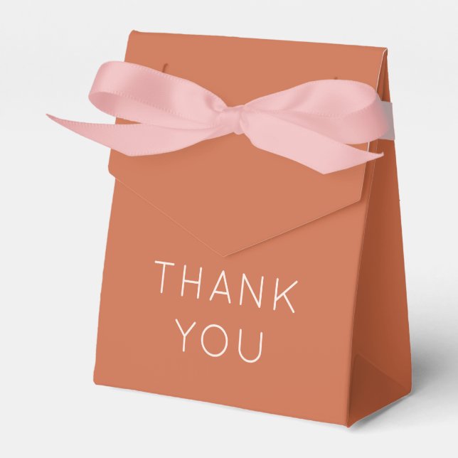 Simple Tack Namn Date Terracotta Bröllop Presentaskar (Framsidan Sidan)