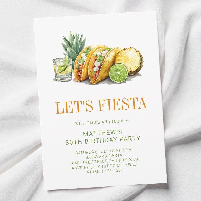 Simple Tacos Mexican Fiesta 30th Birthday Party Inbjudningar (Simple Tacos Mexican Fiesta 30th Birthday Party Invitation)