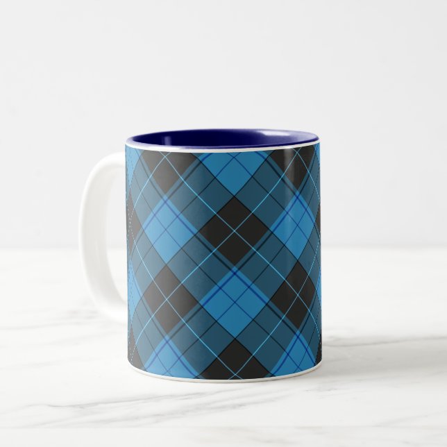 Simple tartan mönster på mörk blått Två-Tonad mugg (Framsida vänster)