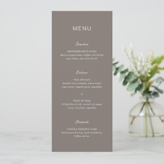 Simple Taupe Elegant bröllop Meny