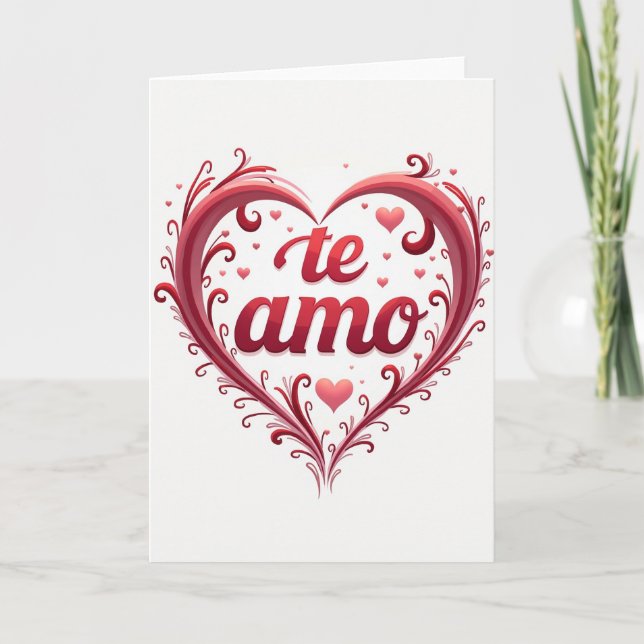 Simple Te Amo Heart Card Kort (Framsida)