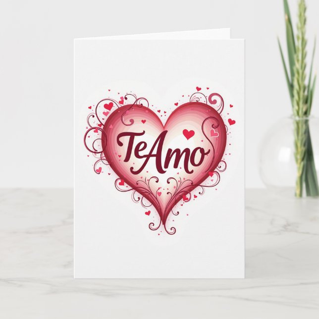Simple Te Amo Heart Love Card Kort (Framsida)