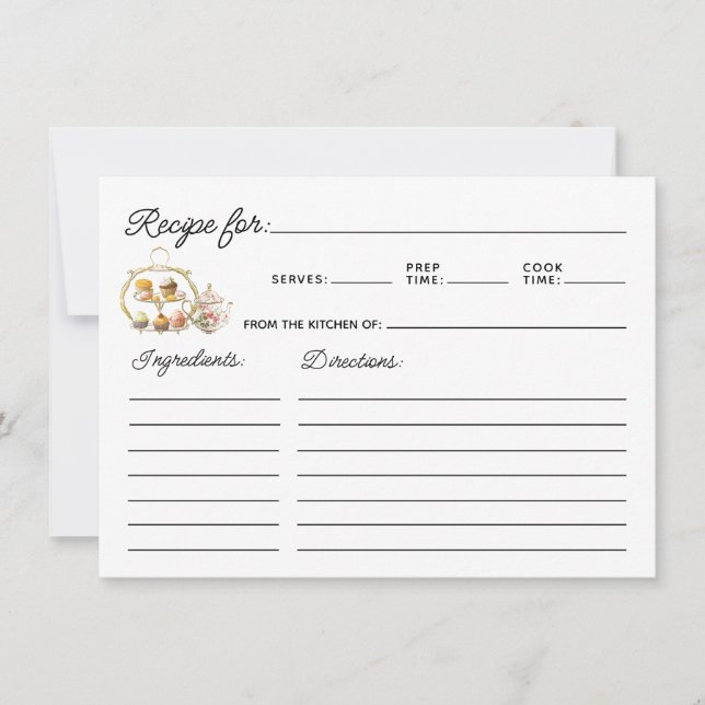 Simple Tea Party Themed Recipe Card (Framsida)
