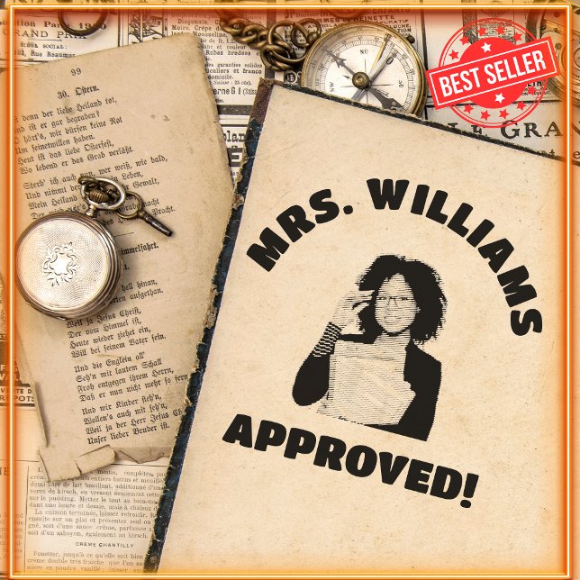 Simple Teacher Photo Funny Ansikte godkände Rubber Självfärgande Stämpel (Skapare uppladdad)