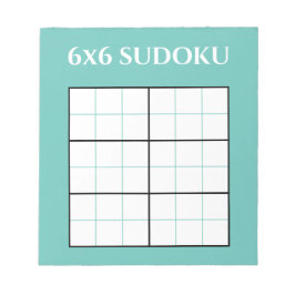 Simple Teal 6x6 Sudoku Grid-mall Anteckningsblock