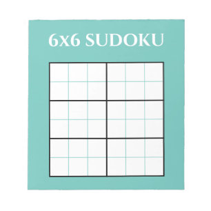 Simple Teal 6x6 Sudoku Grid-mall Anteckningsblock
