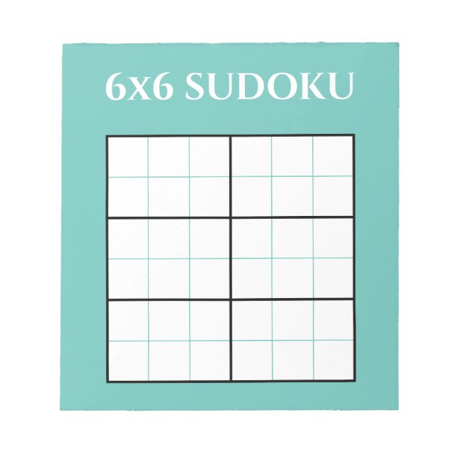 Simple Teal 6x6 Sudoku Grid-mall Anteckningsblock (Framsida)