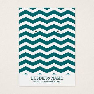 Simple Teal Chevron Rand Earring Holder Visitkort