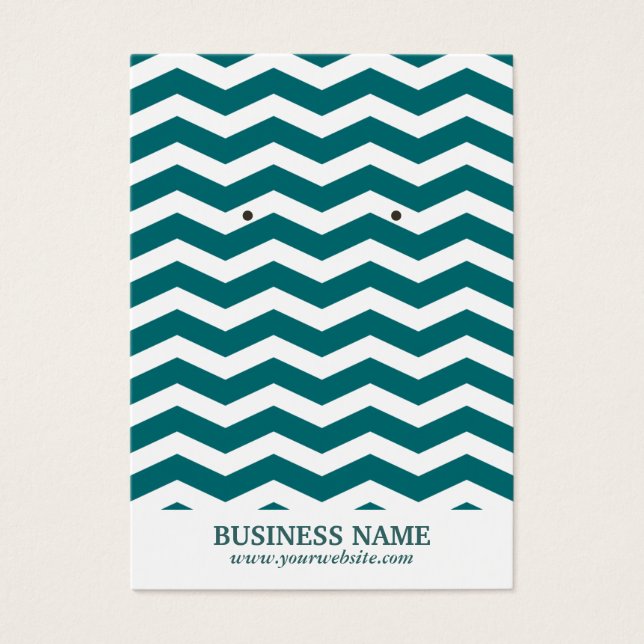 Simple Teal Chevron Rand Earring Holder Visitkort (Framsidan)