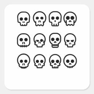 Simple Tecknad Halloween Dödsskull Fyrkantigt Klistermärke