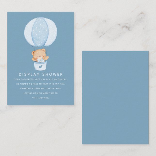 Simple Teddy Bear Blue Balloon Tilläggskort (Fram/baksida)