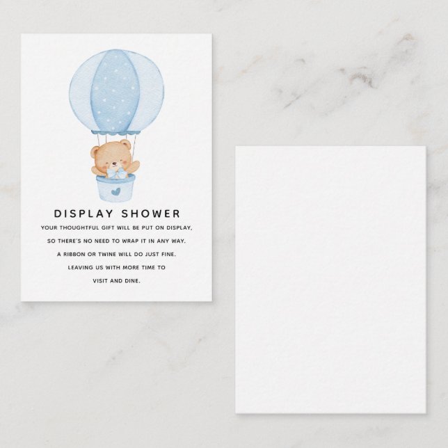 Simple Teddy Bear Blue Balloon Tilläggskort (Fram/baksida)