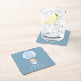 Simple Teddy Bear Blue Balloon Underlägg Papper Kvadrat