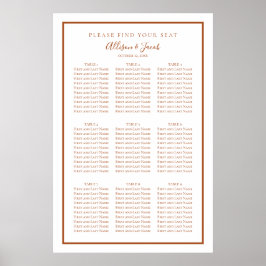 Simple Terra Cotta and White Bröllop Seating Chart Poster