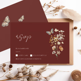 Simple Terracotta Autumn Fall Wildblomma Bröllop OSA Kort